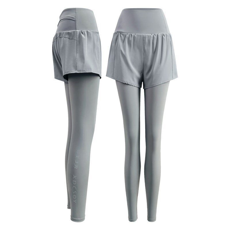 Nuls Naked Quick-Drying Pants Running Sports Fitness Pants Fake Two-Piece Anti-Light Hip Covering Elastic Yoga Pants For Children - Image 1